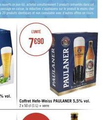 L'UNITE  7690  PAULANER  PAULANER  Coffret Hefe-Weiss PAULANER 5,5% vol. 2x 50 cl (1L)+vere  Agents 