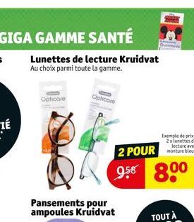 Lunettes de lecture Kruidvat Au choix parmi toute la gamme.  Opticare  Pansements pour ampoules Kruidvat  Oplicare  2 POUR monture  9.58 800  Exemple de prix: 2x lunettes de lecture avec 