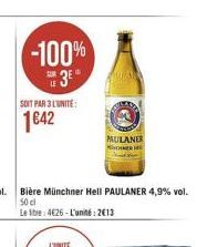 -100% 38  SOIT PAR 3 L'UNITE:  1642  PAULANER KHMER H 