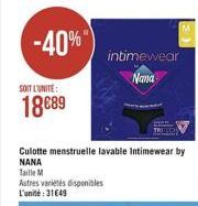 -40%  SOIT L'UNITE:  18€89  intimewear  Nana 