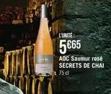 l'unite:  5865  aoc saumur rosé secrets de chai 75 cl 