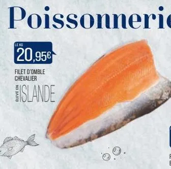 poissonnerie  le kg  20,95€  filet d'omble chevalier  islande  