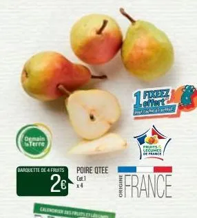 demain terre  barquette de 4 fruits poire qtee cat.1  2€  calendrier des fruitset lum  1 fixeez  loffart  fachg  fruits legumes  de france  france 