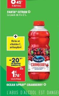 Riche en vitamine C, antioxydant  FANTA® CITRON  Le pack de 4 x 2 L  -20  DE REMISE MATE  1%  ՈՒՍ  Cream Spre  CRANBERRY 