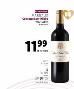 BORDEAUX MARGAUX Comtesse Sant-Hilaire  2021 AOP  5616816  11.9⁹9⁹  Ample & Rond  88  MARCALS 