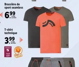 brassière de sport seamless  t-shirt technique  3  lunt suchols  duit  100% coton 