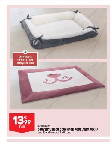 Convient aux chiers de petite et moyerce taille  1399  L'unite  S  SUPERCRACK  COUVERTURE OU COUCHAGE POUR ANIMAUX Ⓒ  Env. 95 x 70 cm ou 70 x 60 cm.  