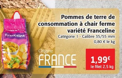 pommes de terre de consommation à chair ferme variété franceline