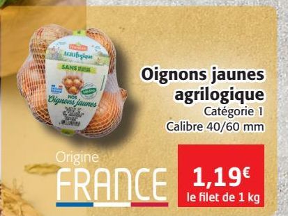 Oignon jaunes agri logique 