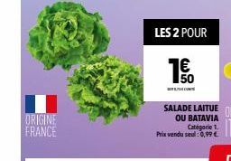 ORIGINE FRANCE  LES 2 POUR  50  Catégorie 1.  Prix vendu seul:0,99 € 
