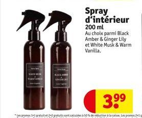 d'intérieur 200 ml  Au choix parmi Black Amber & Ginger Lily et White Musk & Warm Vanilla. 