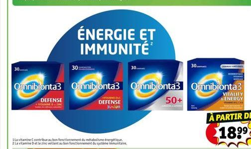 30..  DEFENSE  30:  ÉNERGIE ET IMMUNITÉ  1 La vitamine C contribue au bon fonctionnement du métabolisme énergétique.  2 La vitamine D et le zinc veillent au bon fonctionnement du système immunitaire. 