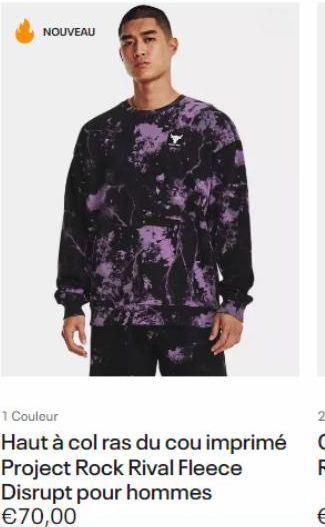 NOUVEAU  1 Couleur  Haut à col ras du cou imprimé Project Rock Rival Fleece Disrupt pour hommes €70,00 