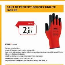 GANT DE PROTECTION UVEX UNILITE 6605 RD  uvex  Gant de protec pet dogs avec re  agercontent coucherptionale, aptent purtat och sistence  Lapre  EHT  2,077  an  adaptaux demontage  den  Conforme  EN388