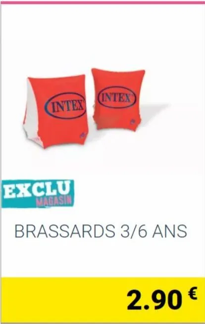 intex  intex  exclu magasin  brassards 3/6 ans  2.90 €  