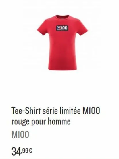 100  tee-shirt série limitée m100  rouge pour homme  mioo  34.99 € 