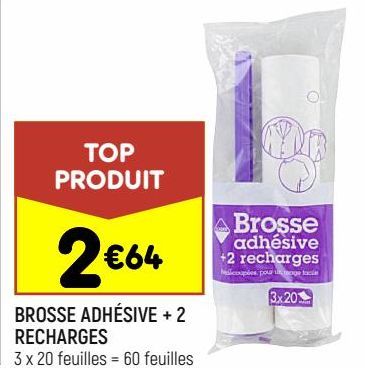 brosse adhésive + 2 recharges