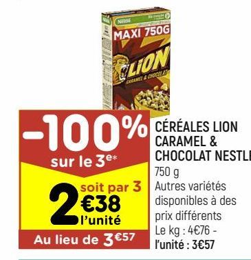 céréales lion caramel & chocolat Nestlé