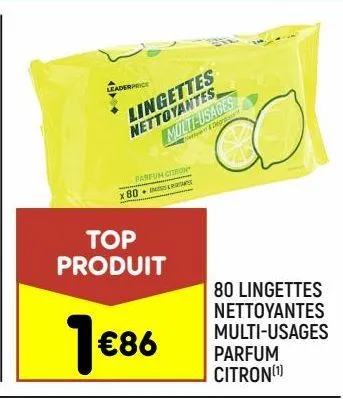 80 lingettes nettoyantes multi-usages parfum citron