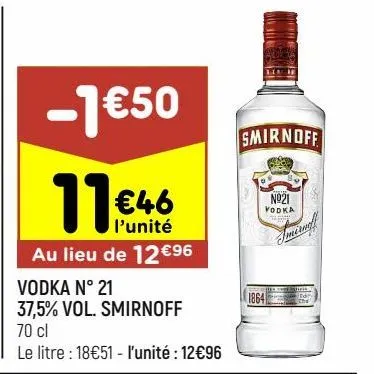vodka n° 21 37.5% vol smirnoff