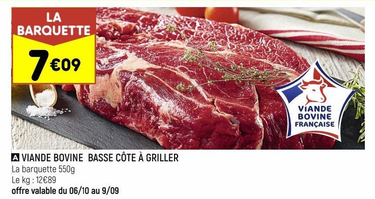 Viande bovine basse côte à griller