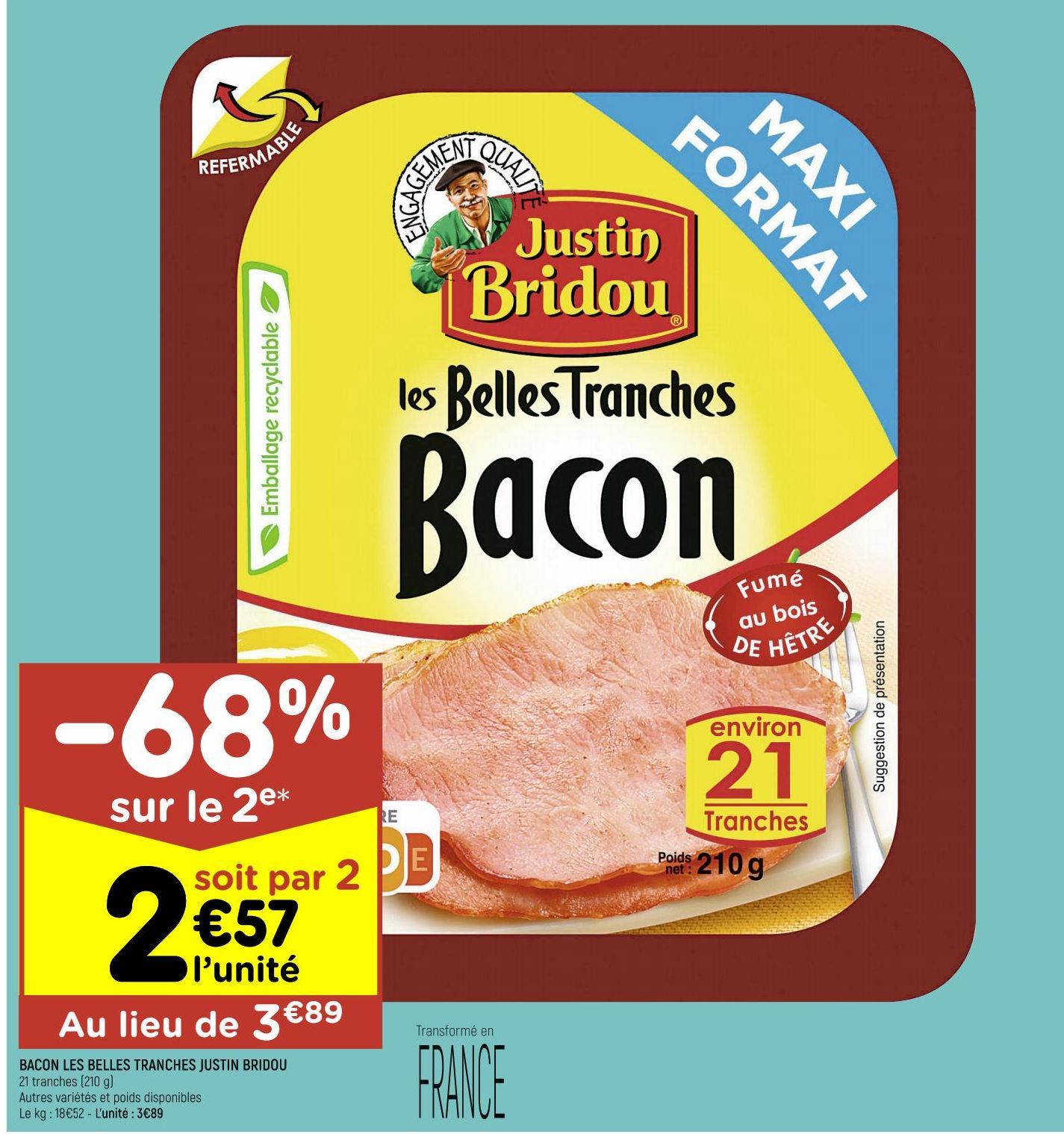 Bacon Les Belles Tranches Justin Bridou