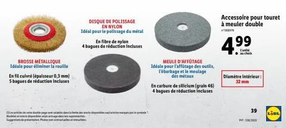 brosse métallique idéale pour éliminer la rouille  en fil cuivré (épaisseur 0,3 mm) 5 bagues de réduction incluses  disque de polissage en nylon idéal pour le polissage du métal  en fibre de nylon 4 b