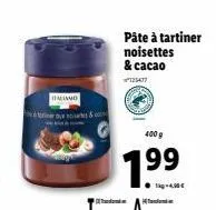 italiano  pâte à tartiner noisettes &cacao  125477 