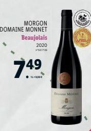 MORGON  DOMAINE MONNET Beaujolais  2020 17  749  14-830€  Don MONI 