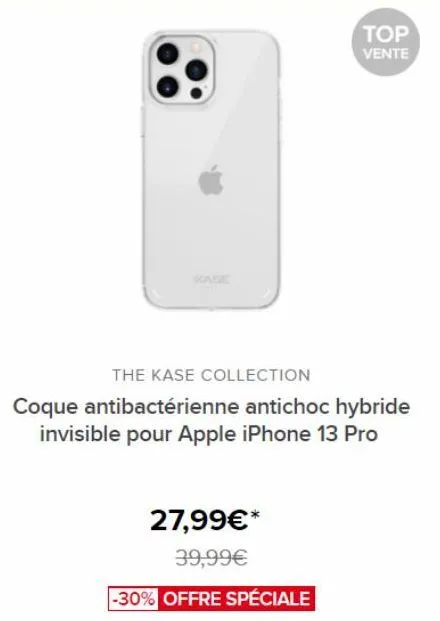 kase  top vente  the kase collection  coque antibactérienne antichoc hybride invisible pour apple iphone 13 pro  27,99€* 39,99€  -30% offre spéciale 