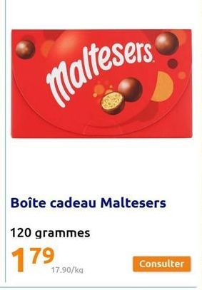 Maltesers  Boîte cadeau Maltesers  120 grammes  17.90/kg  Consulter 