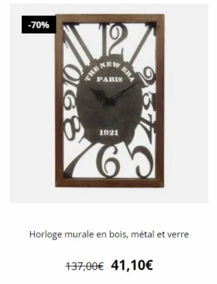-70%  12  hel  paris  logis  the  1921  bra  23  horloge murale en bois, métal et verre  437,00€ 41,10€ 