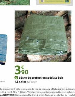390  6 Báche de protection spéciale bois 1,5 x 6 m 26637 