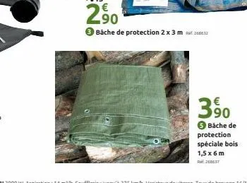 390  € bache de protection spéciale bois 1,5 x 6 m  re 208637 
