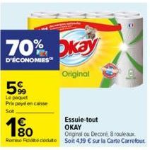 70%  D'ÉCONOMIES  5%  Le paquet Prix payé en casse Sot  Okay  Original 