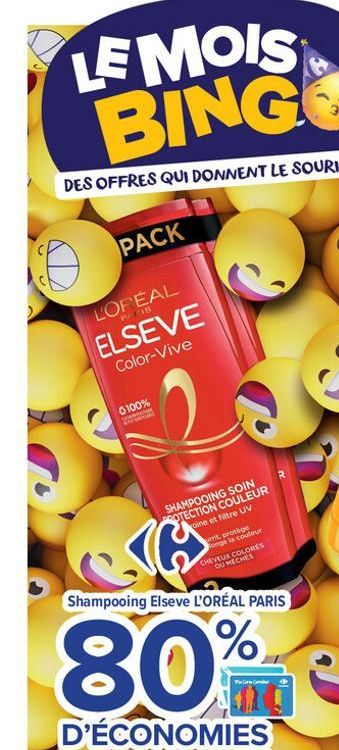 3  U  LE MOIS BING  DES OFFRES QUI DONNENT LE SOURIRE!  PACK  L'OREAL  P/15  ELSEVE  Color-Vive  0:100%  KAROL  SHAMPOOING SOIN PROTECTION COULEUR oine et filtre UV  urrit, protège onge la couleur  CH