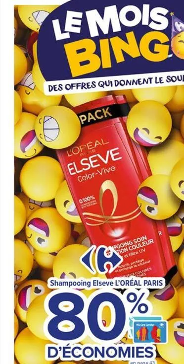 pack  l'opéal  palis  elseve  color-vive  0100%  pooing soin tion couleur  et filtre uv  16  vere colores  shampooing elseve l'oréal paris  80%  d'économies  ount, protège et prolonge la couleur 