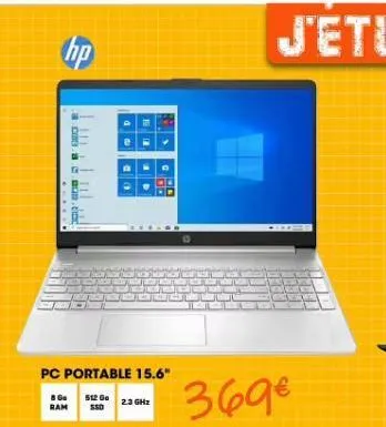 hp  pc portable 15.6"  8 go ram  512 go 2.3 ghz  550  369€ 