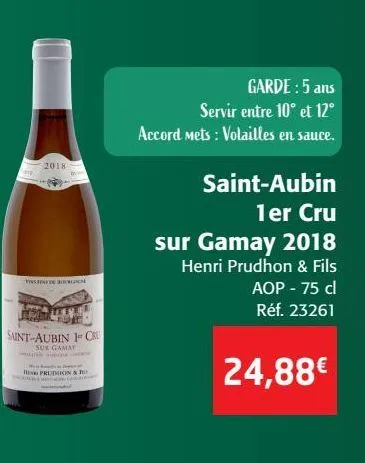 saint-aubin 1er cru sur gamay 2018