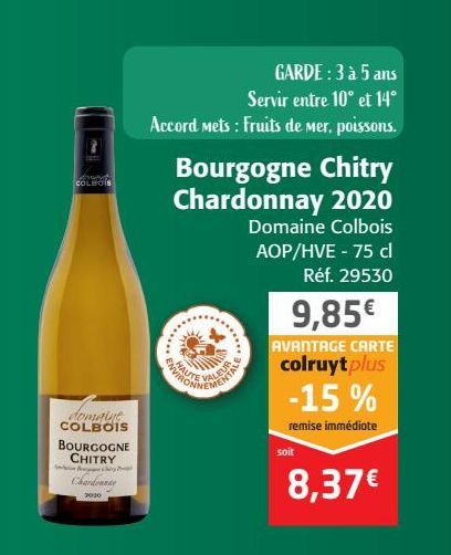 Bourgogne chitry chardonnay 2020