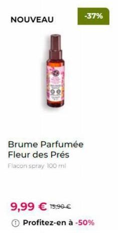NOUVEAU  Brume Parfumée Fleur des Prés Flacon spray 100 ml  -37%  9,99 € 15,99 €  Ⓒ Profitez-en à -50% 