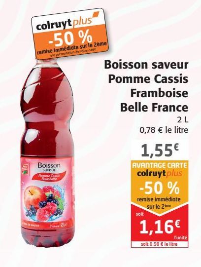 Boisson saveur Pommes Cassis Framboise Belle France 