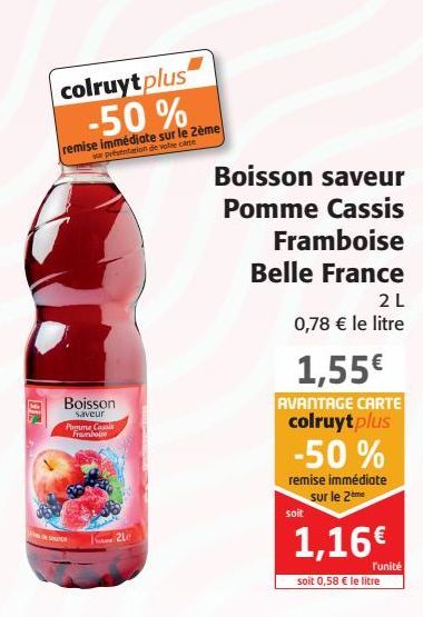 Boisson saveur Pomme Cassis Framboise Belle France