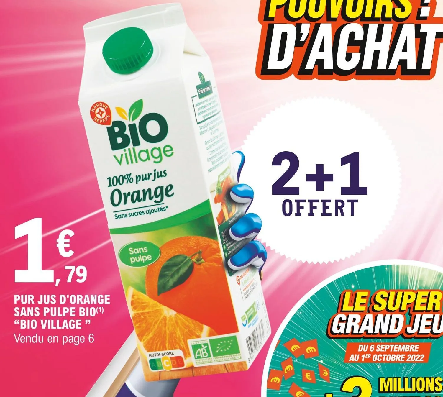 pur jus d´orange sans pulpe bio bio village