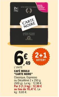 café moulu Carte noire