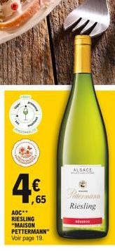 TRARY  4€  ,65  AOC**  RIESLING "MAISON PETTERMANN" Voir page 19.  ALSACE  Petermann Riesling 