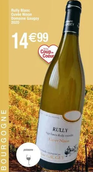 bourgogne  rully blanc cuvée ninon domaine gaugey 2020  14€99  poissons  notre  coupe coeur  propri pr  e gaugey  rully apation rally con  euvee ninon  aune  doey  