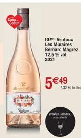 Coup Coeur  MELONTA  IGP) Ventoux Les Muraires Bernard Magrez 12,5% vol. 2021  5€4  entrées salades charcuterie 