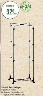 À PARTIR DE  32  L'UNITE  SINCERE  Séchoir tour 3 étages Capacité 30 mitres Existe aussi Sécheir tour 45m 4 étages et portes cintres à 42€ 