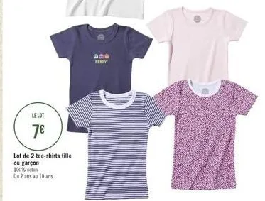 le lot  7€  lot de 2 tee-shirts fille  ou garçon  100% cot  du 2 ans au 10 ans  dda nergy 